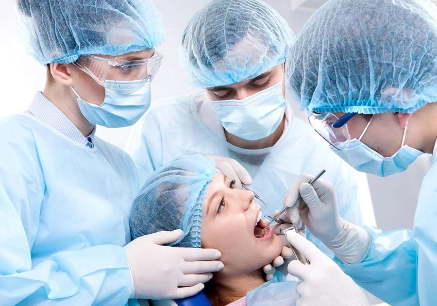 Dental surgery procedure by dentists